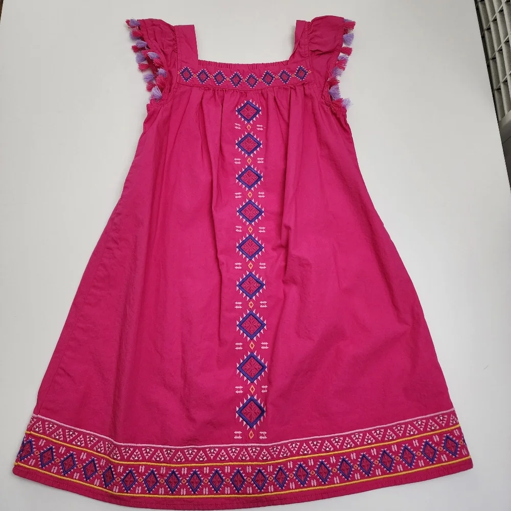 Girls Gymboree Island Spice Embroidered  Romper Dress Sandals Outfit Size 7-8